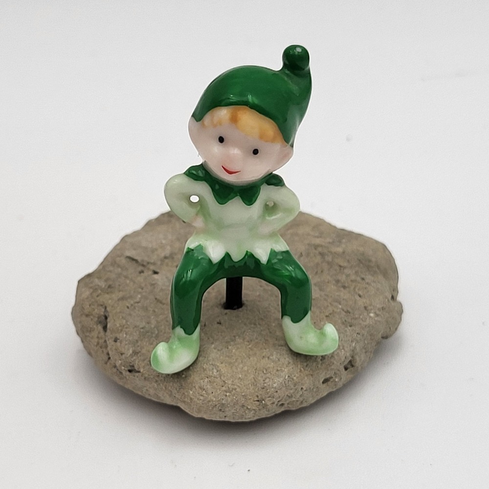Vintage Pixie Elf Figurine Sitting Down 2" Tall